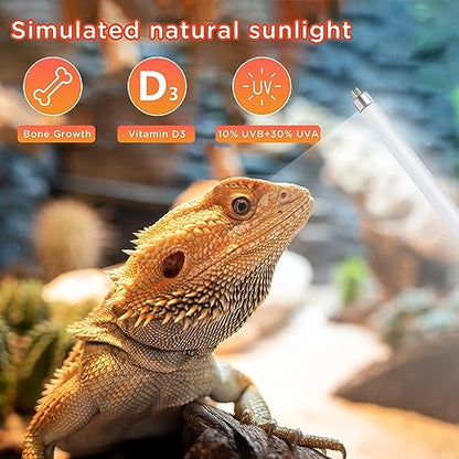T8 UVB Reptile Light 18W 10.0-2 Pack,UVA UVB Light Bulb for Reptiles,Reptile UVB Lamp Tube for Bearded Dragon - size: 24inch-10.0