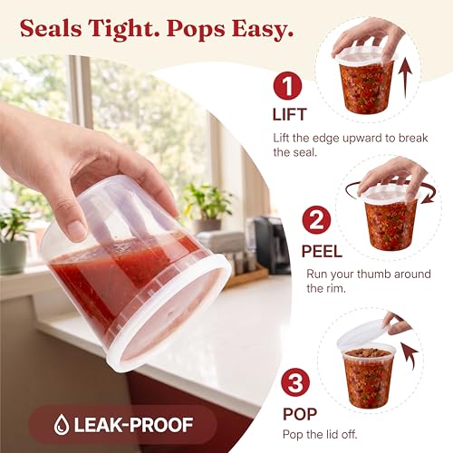 24oz Deli Containers with Lids (48 Set/96 Pcs) Food Storage Containers, Freezer Microwave Safe, BPA-Free Plastic, Stackable Snack Airtight Soup Leakproof Leftover Organizers & To-Go - size: 24 oz - 48 Sets