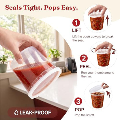 24oz Deli Containers with Lids (48 Set/96 Pcs) Food Storage Containers, Freezer Microwave Safe, BPA-Free Plastic, Stackable Snack Airtight Soup Leakproof Leftover Organizers & To-Go - size: 24 oz - 48 Sets