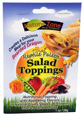 Nature Zone Salad Toppings for Bearded Dragons Nutritious Mix of Veggies, Fruits, Flowers, Seeds & Mealworms Healthy Reptile Food Topper, 1 oz