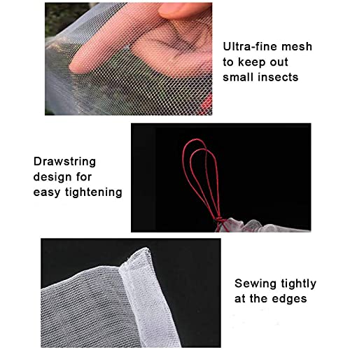 4 Pack Garden Neting Plant Insect Bird Barrier Mesh with Drawstring 3.5Ftx2.3Ft Mesh Plant Covers Freeze Protection Tomato Barrier Bag for Garden Flower Blueberry Vegetables Fruits Bird Eating - size: 3.5Ft x 2.3Ft