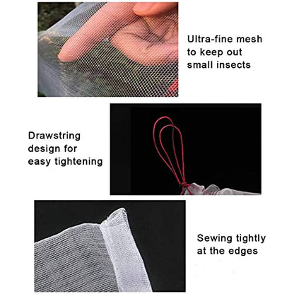 4 Pack Garden Neting Plant Insect Bird Barrier Mesh with Drawstring 3.5Ftx2.3Ft Mesh Plant Covers Freeze Protection Tomato Barrier Bag for Garden Flower Blueberry Vegetables Fruits Bird Eating - size: 3.5Ft x 2.3Ft