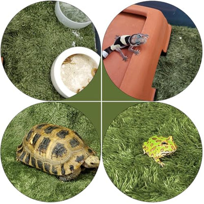 Hemoton 2pcs Reptile Tank Mats Green Grass Rug Rug Moisturizing Fake Lawn Sphagnum Moss for Reptiles