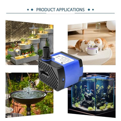 CHANCS 74GPH AC 110V Outdoor Fountain Pump 4W with 2.46ft High Lift Small Submersible Water Pump for Tabletop Fountains - color: 4w 280l/H