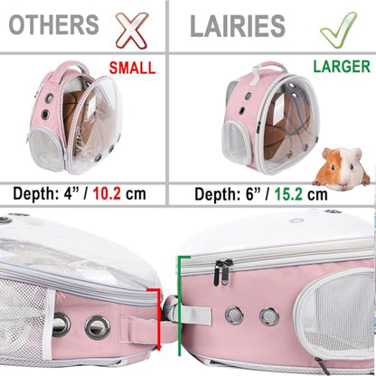 Portable Small Animal Backpack Travel Breathable Pet Carrier Bag Cages for Guinea Pig, Rabbit, Bearded Dragon, Squirrel, Tortoise, Bird, Lizard, Sugar Glider - color: Pink