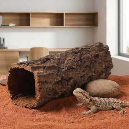 SEWACC Reptile Hideout Cave Wooden Turtle Hide Gecko Hut Climbing Habitat Shelter Natural Terrarium Decor for Amphibians and Lizards