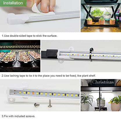 Wiaxulay LED Grow Light Strips, 6000K Full Spectrum Sunlike Growing Lamp with 6/12/16H Timer, 5 Dimmable Levels for Hydroponics, Succulent, Plant Shelf, 2 Pack - color: 16in-2 Bars, size: 2 Pack