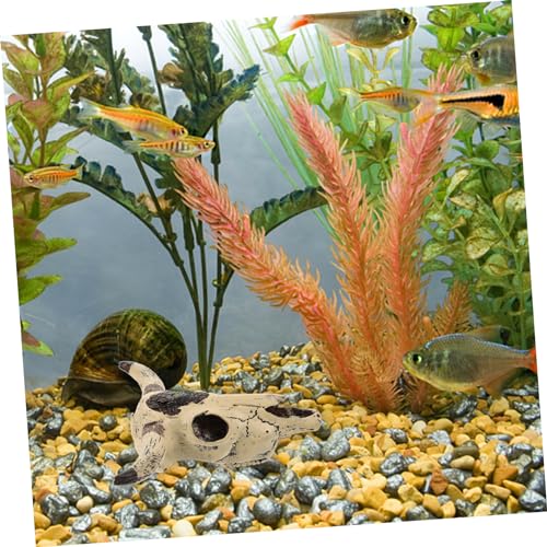 Novelty Cow Skull Resin Aquarium Decoration Durable Fish Tank Ornament for Reptiles Fish Unique Landscape Decor Easy Installation Break Resistant Design