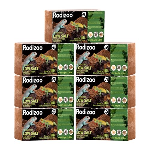 7 Pcs Organic Coconut Fiber Substrate, Biodegradable 100% Natural Coco Soil Brick, Multipurpose Eco-Friendly Terrarium Bedding for Reptiles, Tortoise, Bearded Dragon, Gecko, Snake & Amphibians - size: 7 Pcs