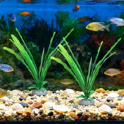 2 Pack Green Silk Plastic Fish Tank Decor 10.8'' Artificial Aquarium Plants Betta Leaf Hammock Artificial Silk Plants Goldfish Fish Plant Aquarium Decorations for Small Tank