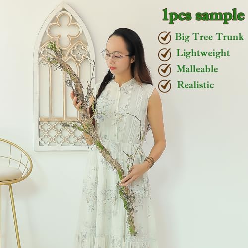 2Pcs 39.4inch Thick Bendable Artificial Tree Trunk Fake Large Wood Branches Twig Moss Grape Vine Garland Twisted Stick For Terrarium Outdoor Hanging Mantel Reptile Climbing Wall Yules Decorations