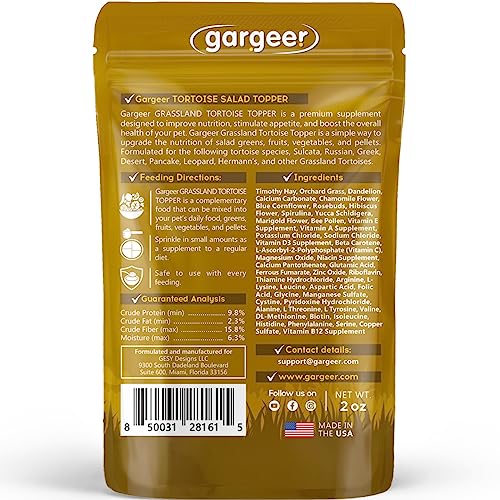 Gargeer 2oz Desert/Grassland Tortoise Food Supplement, Flower Salad Mix Topper. Supercharge Appetite, Health & Immune System. Complete Diet, Rich with Vitamins, Made in The USA. Enjoy! - size: 2 Ounce (Pack of 1)