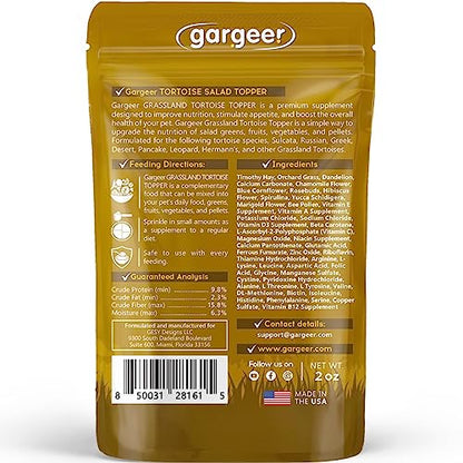 Gargeer 2oz Desert/Grassland Tortoise Food Supplement, Flower Salad Mix Topper. Supercharge Appetite, Health & Immune System. Complete Diet, Rich with Vitamins, Made in The USA. Enjoy! - size: 2 Ounce (Pack of 1)