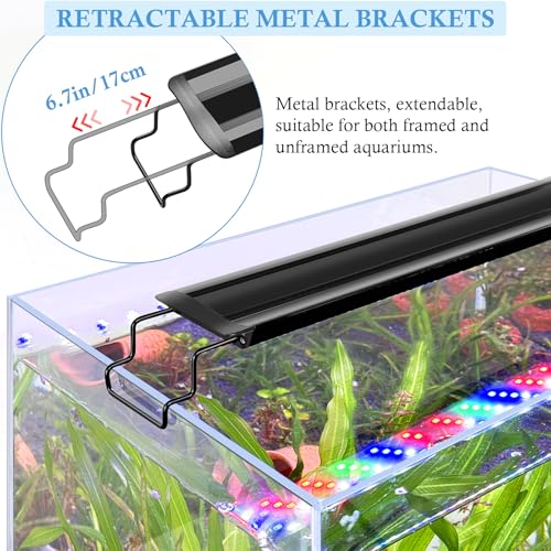 FEDOUR Aquarium LED Light, Full Spectrum Aquarium Plant Light with Timer, Extendable Metal Brackets, for Fish and Plant Tank (16-24 inch) - size: 16-24in