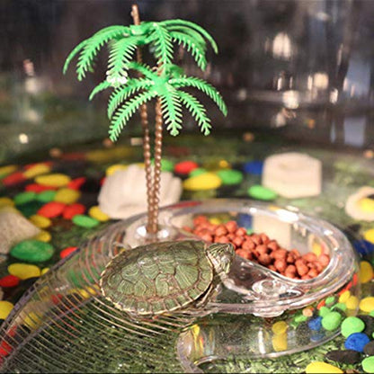 ULTECHNOVO Turtle Tank Drying Platform with Handle Cover Large 12.6X9.1X5.3In Plastic Habitat for Turtle Resting Swimming Sunning Egg Laying