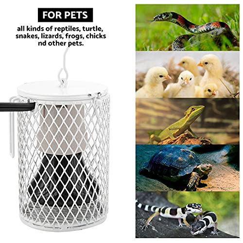 Ceramic Heat Lamp Bulb with Lampshade, 100W Infrared Emitter Heater Lamp Bulbs for Pet Brooder Coop Chicken Lizard Snake Aquarium, with Power Switch&Anti-Biting Hanging Hook