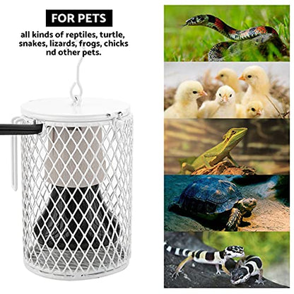 Ceramic Heat Lamp Bulb with Lampshade, 100W Infrared Emitter Heater Lamp Bulbs for Pet Brooder Coop Chicken Lizard Snake Aquarium, with Power Switch&Anti-Biting Hanging Hook