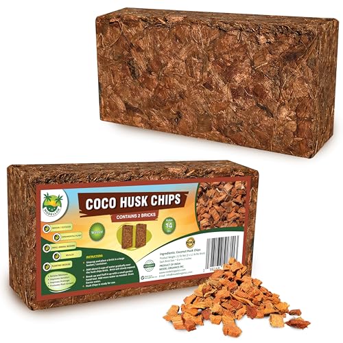MODELLOR Premium Super Washed, Clean, Coco Chips, 2 Bricks (2.2 lb.) yields 14 Qts. of Loose Chips. Plant Substrate, Organic, Reptile Bedding, Odor Absorbing, Grow Orchids, Mulch Indoor, Outdoor.