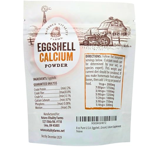 8 oz Pure U.S.A. Eggshell Powder for Dogs/Cats, Finely Ground, Calcium Supplement