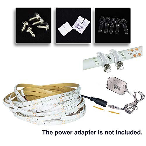 Water-Resistance IP65, 12V Waterproof Flexible LED Strip Light, 16.4ft/5m Cuttable LED Light Strips, 300 Units 3528 LEDs Lighting String, LED Tape(White) Power Adapter not Included - color: 1*16.4ft 3528 Cold White