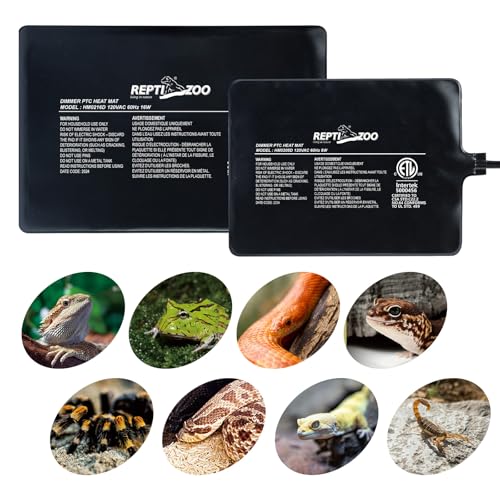 REPTI ZOO 8" X 12" Reptile Heat Pad Fast Heating Pad with Adjust Knob 16W Reptile Heat Mat for Turtles/Hermit Crabs/Bearded Dragons/Leopard Geckos/Snakes/Lizards, and Seed Germination - size: 8" X 12" with Adjust Knob