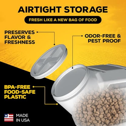 Vittles Vault Traditional Pet Food Storage Container For Dog Kibbles/Bird Seed/Oatmeal/Rice/Flour/Cereal, BPA Free Plastic, Sealed Airtight For Cat Food, Up To 30 lb, Made in USA, With Scoop, Gray - size: 30 Pounds