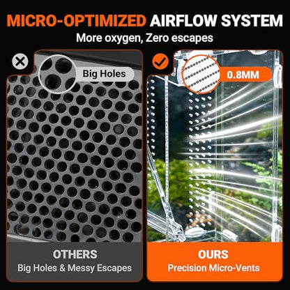 Jumping Spider Enclosure, Acrylic Terrarium with with Magnetic Doors, 0.8mm Micro-Ventilation, Stackable Escape-Proof Habitat for Jumping Spiders, Tarantulas & Small Reptiles, 3”x3”x6” - size: 1Pack, 3”x3”x6”