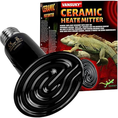 25W Ceramic Heat Emitter for Reptiles, Amphibians, Dogs, Cats, and etc - No Light Infrared Heat Lamp for Terrariums and Vivariums