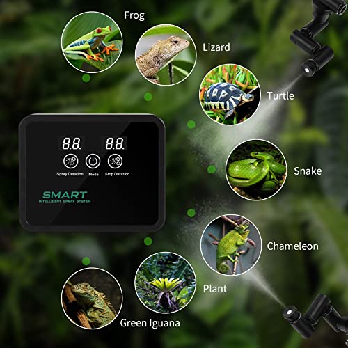 Reptile Misting System with Timer | Reptile Mister with 360°Adjustable Misting Nozzles for Terrariums Amphibian Lizard Snake Frog Plants