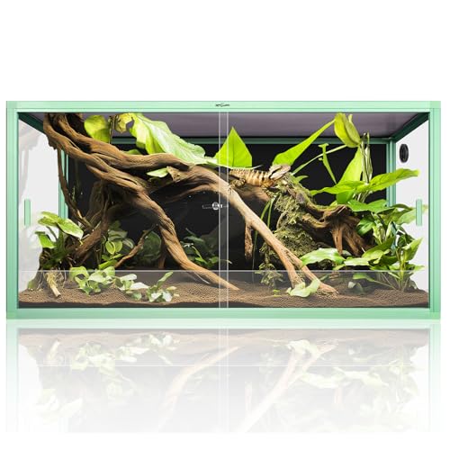 REPTI ZOO 120 Gallon Reptile Terrarium, 4x2x2 ft Light Weight Reptile Enclosure, Colored Reptiles Tank with Tempered Glass Door, Large Aluminum Habitat for Bearded Dragon, Snake, Lizard, Gecko-Green - color: Green, size: 48" x 24" x 24"