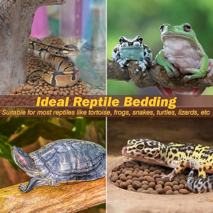 ZeeDix 4 LBS Reptile Substrate Leca Balls - 100% Organic Expanded Clay Pebbles, Ideal Bioactive Terrarium Clay Balls Substrate for Reptile Terrarium Tank, Bearded Dragon, Tortoise, Gecko, Snake & Frog - color: 4LBS