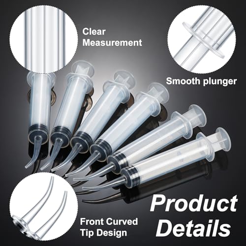 Zhengmy 100 Pack Dental Syringe with Curved Tip 12ml Disposable Irrigation Dental Syringe for Tonsil Stones Squirt Liquid Injection Mouthwash Cleaner Oral Tooth Care (Without Capacity Scale) - style: Without Capacity Scale
