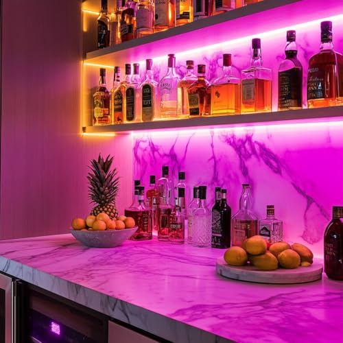 LED Strip Lights 24V COB Pink 16.4ft (No Power Supply) | Super Bright, Dotless High Density 14W/m, 8mm Width Cuttable Flexible, Home DIY Commercial Decoration - color: Pink (Only LED Strip)