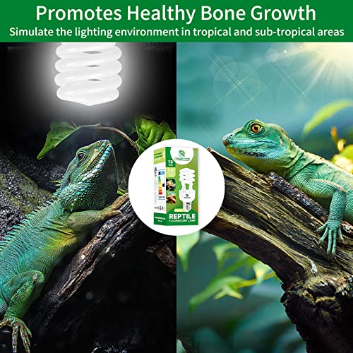 UVB Reptile Light 5.0, 13W Tropical and Sub-Tropical UVA UVB Bulb for Reptiles, Tropical Terrarium Compact Fluorescent Lamp, Reptile UVB Light Bulb for Chameleons, Iguanas and Turtles - size: 5.0-13