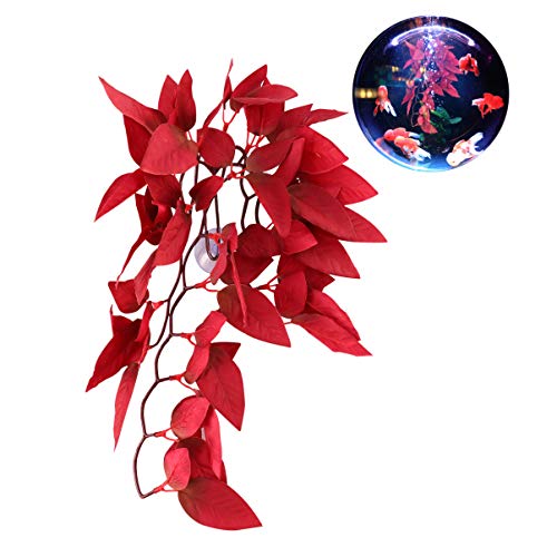 POPETPOP Reptile Plants for Terrarium : Resin Aquarium Plant with Suction Cup Artificial Rattan for Lizard Gecko Snake, 11.81x4.72x 0.78 inch