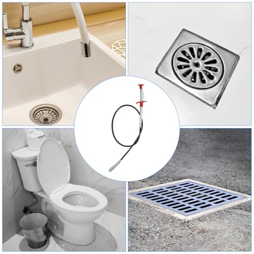 HARFINGTON Flexible Grabber Claw Pick Up Tool 0.47" Dia. 35" 4 Claws Stainless Steel Cleaning Hook Unclog Sink Sewer Hair Drain Cleaner Tool Sink Unclogger for Toilet Bathtub Sewer - size: 35"