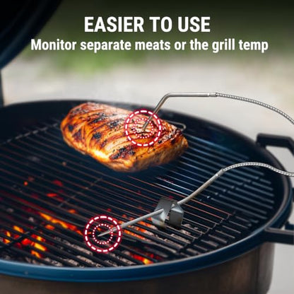 TempPro 450 ft Bluetooth Meat Thermometer with 2 Probes, Meat Thermometer Digital Wireless for BBQ Oven, Smoker Thermometer for Cooking Chicken Steaks Poultry (Previously ThermoPro) - color: Orange