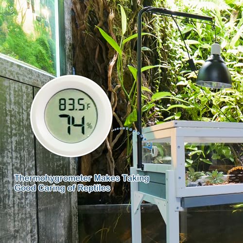 Tortoise Enclosure Indoor, Wooden Tortoise Habitat with Lamp Stand, Large Turtle Enclosure Reptile Cage with Hygrometer Thermometer, Easy Clean Open Top