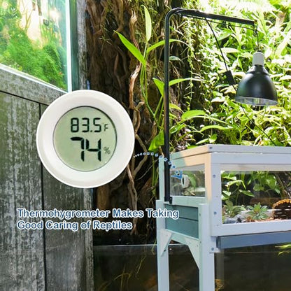 Tortoise Enclosure Indoor, Wooden Tortoise Habitat with Lamp Stand, Large Turtle Enclosure Reptile Cage with Hygrometer Thermometer, Easy Clean Open Top