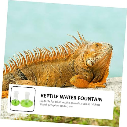 2sets Reptile Water Feeders Food Bowls Plastic Tortoise Drinking Tools Decorative Fence Design for Lizards Turtles and Other Pets