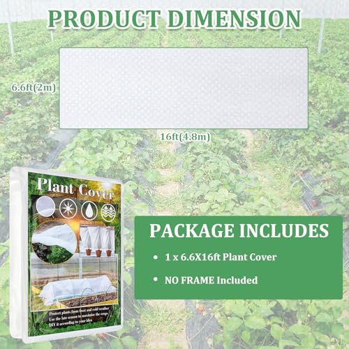 Plant Covers Freeze Protection 6.6 ft x 16 ft Floating Row Cover 1oz/yd² Garden Fabric Plant Cover for Winter Frost/Sun Pest Protection - color: White