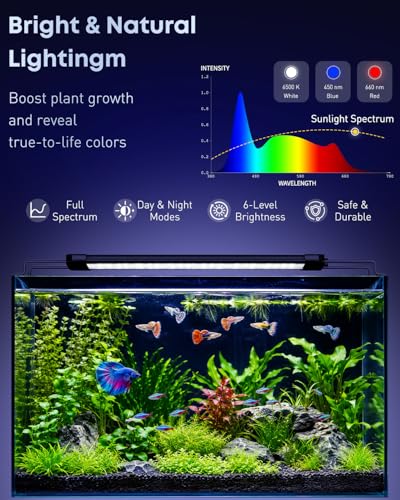 Pawfly 33W Aquarium LED Light for 48 to 54 Inch Fish Tanks Extendable Fish Tank Light with Full Spectrum Brilliant White Blue Red Lights with Daytime & Night Modes and Adjustable Brightness - color: Basic, size: 48"-54"