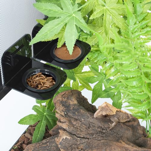 WACOOL Magnetic Reptile Ledge 2PACK, Acrylic Gecko Feeding Ledges with 6PCS Cups, Reptile Food Water Feeder Dish for Geckos Iguana Chameleon Pets