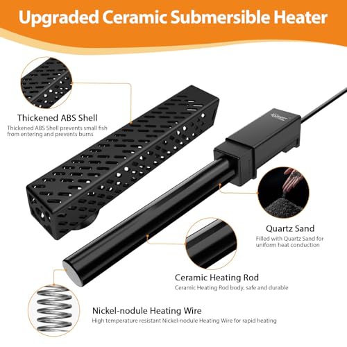 hygger Upgrade Ceramic Aquarium Heater, 500W Digital Fish Tank Heater with Automatic Power-Off and Over-Temperature Protection, Energy Saving Submersible Aquarium Heater for Freshwater and Saltwater - size: 500W