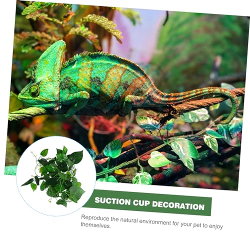 ORFOFE Reptile Terrarium Plant Reptile Landscape Pet Cage Decor with Suction Cups