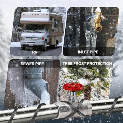 120FT（3FT-200FT）Pipe Heating Cable for Pipe Freeze Protection, Heat Cable for Water Pipes(Metal and Plastic), Pipe Heat Tape Keeps Water Flowing at -40°F 5w/ft, 120V - size: 120FT