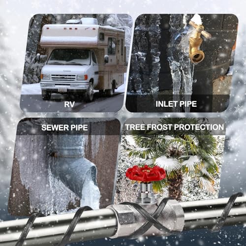 140FT（3FT-200FT） Pipe Heating Cable for Pipe Freeze Protection, Heat Cable for Water Pipes(Metal and Plastic), Pipe Heat Tape Keeps Water Flowing at -40°F 5w/ft, 120V Plumbing fixture - size: 140FT