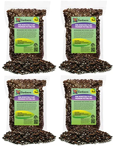 Premium Soil Mix for Mini Monstera - Trusted by Experts for Healthy and Strong Plants by Gardenera - 20 Quart (4 Bags of 5 Quart) - size: 20 QUART