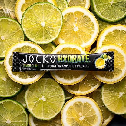Jocko Fuel Hydrate Electrolytes Powder Packets Bundle Lemon Lime and Blue Raspberry - Hydration Amplifier Packets for Recovery, Dehydration, & Exercise - with Vitamins B6, B12 & C (32 Packets)