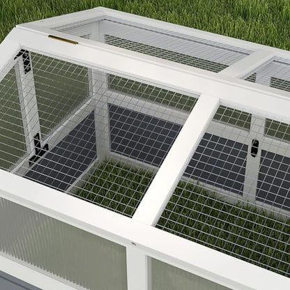Professional Durable Tortoise Habitat Outdoor with Base-Free Design, Sliding Access Doors, Polycarbonate Sun Panel Windows, LightGray